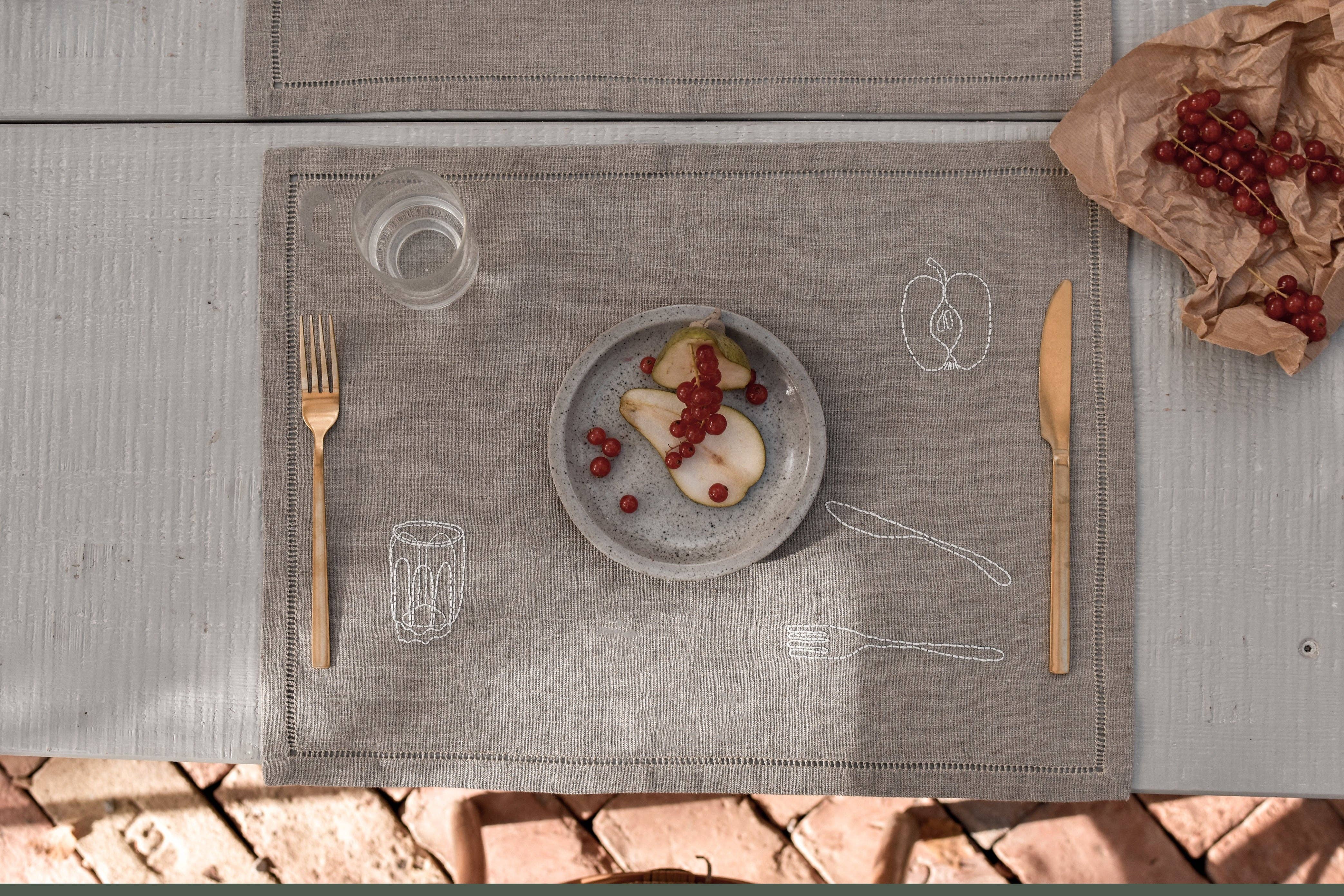 À bientôt - Wholesale Placemat - Petit Dej Organic Linen Placemat in White10