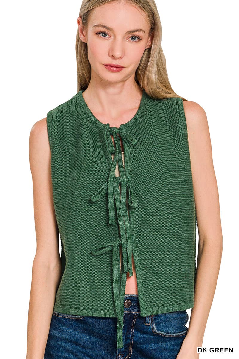 42POPS - Wholesale Outerwear Vest - Women's - ...1015 Tie Front Sweater Vest SI-276805