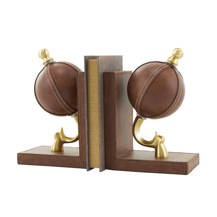 UMA Home Decor - Wholesale Bookend - Contemporary Brown Leather Bookends Set