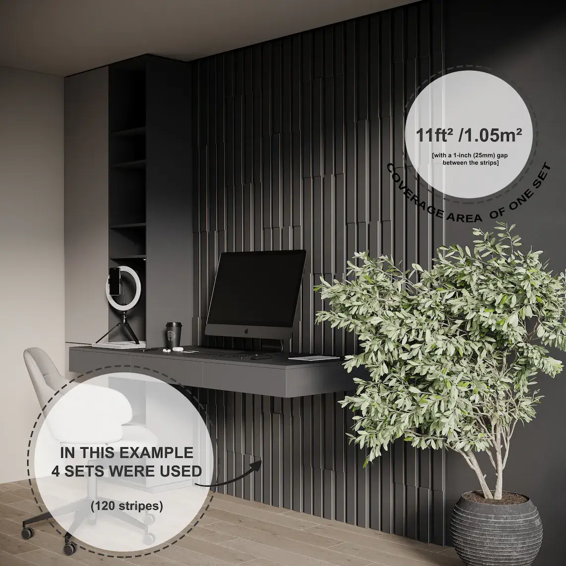 ATB-Sound sp. z o. o. - Wholesale Wall Accent - Acoustic Slat Wood Panels "Pluta-5" | 2" Strips | Wall Decor0