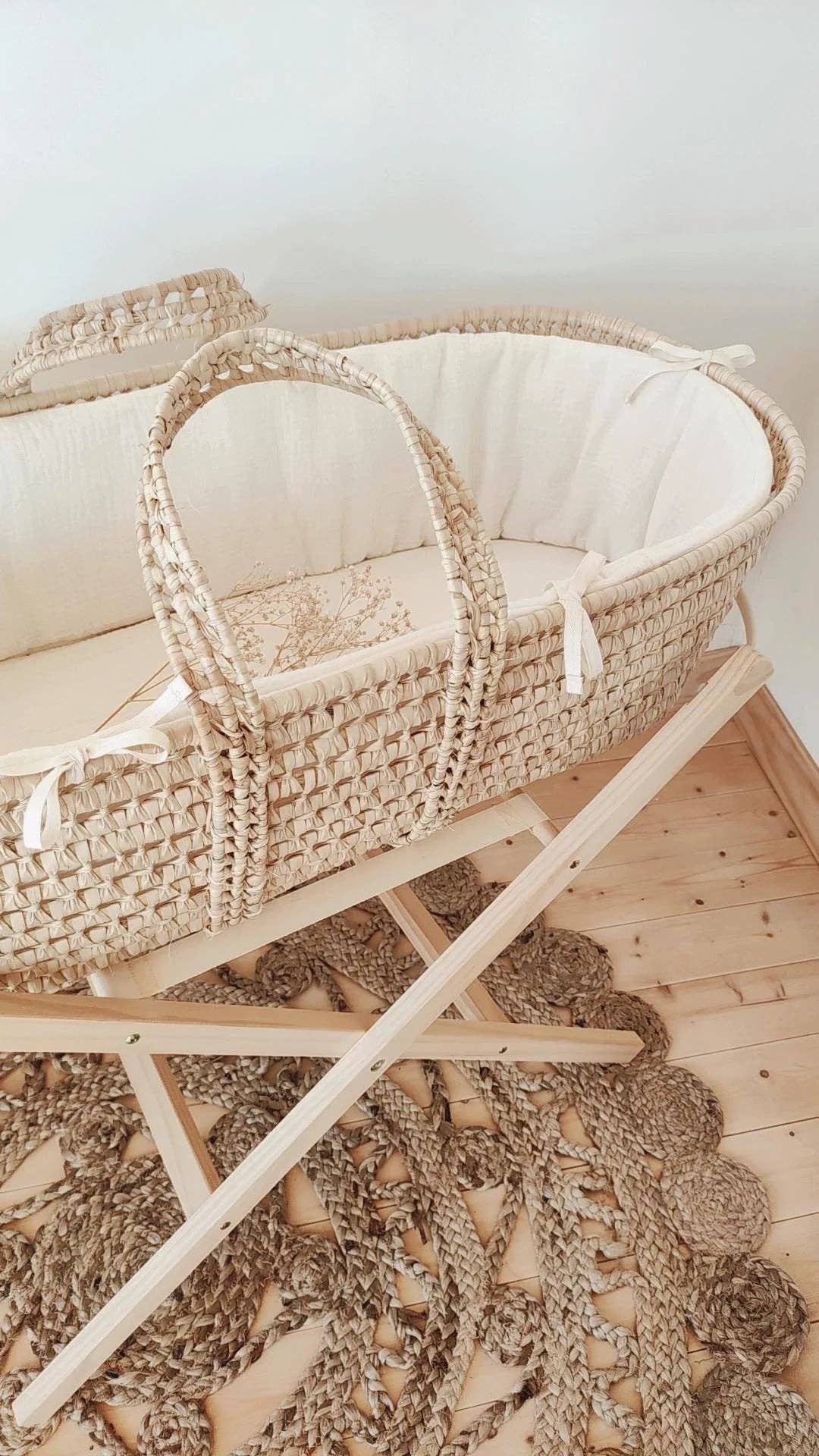 Les p'tites Merveilles de Bérénice – wholesale Bassinet – Baby – Baby bassinet and complete lining in ecru organic cotton double gauze8