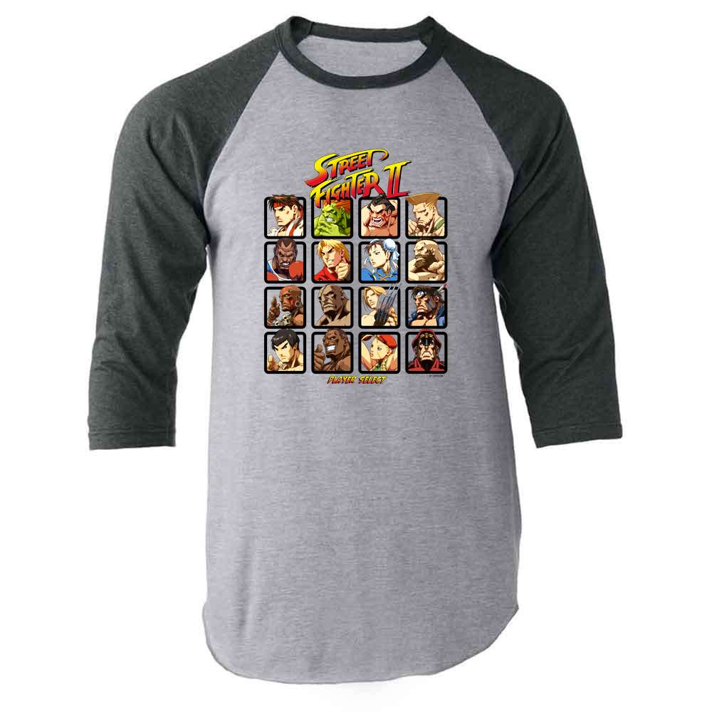 Pop Threads - Venta al por mayor Camiseta serigrafiada - Unisex - Camiseta unisex de los años 90 de Street Fighter 2 Player Select para videojuegos5