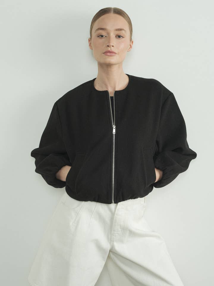 Aaron & Amber - Wholesale Bomber Jacket - Women's - MAJ2818 BRUSHED BOMBER JACKET