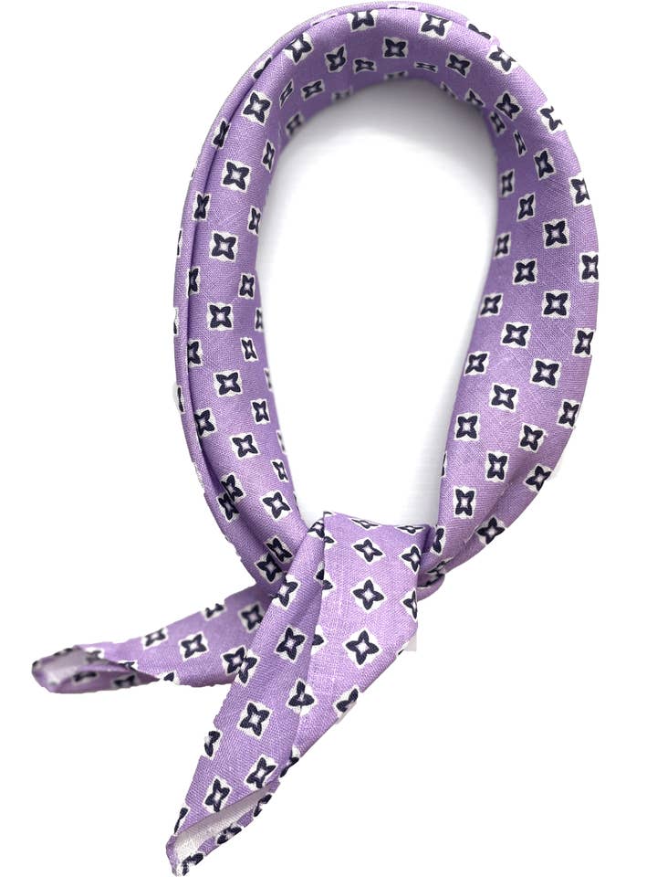 Purple Linen Scarf with Black Geometric Pattern for wholesale by Illogico