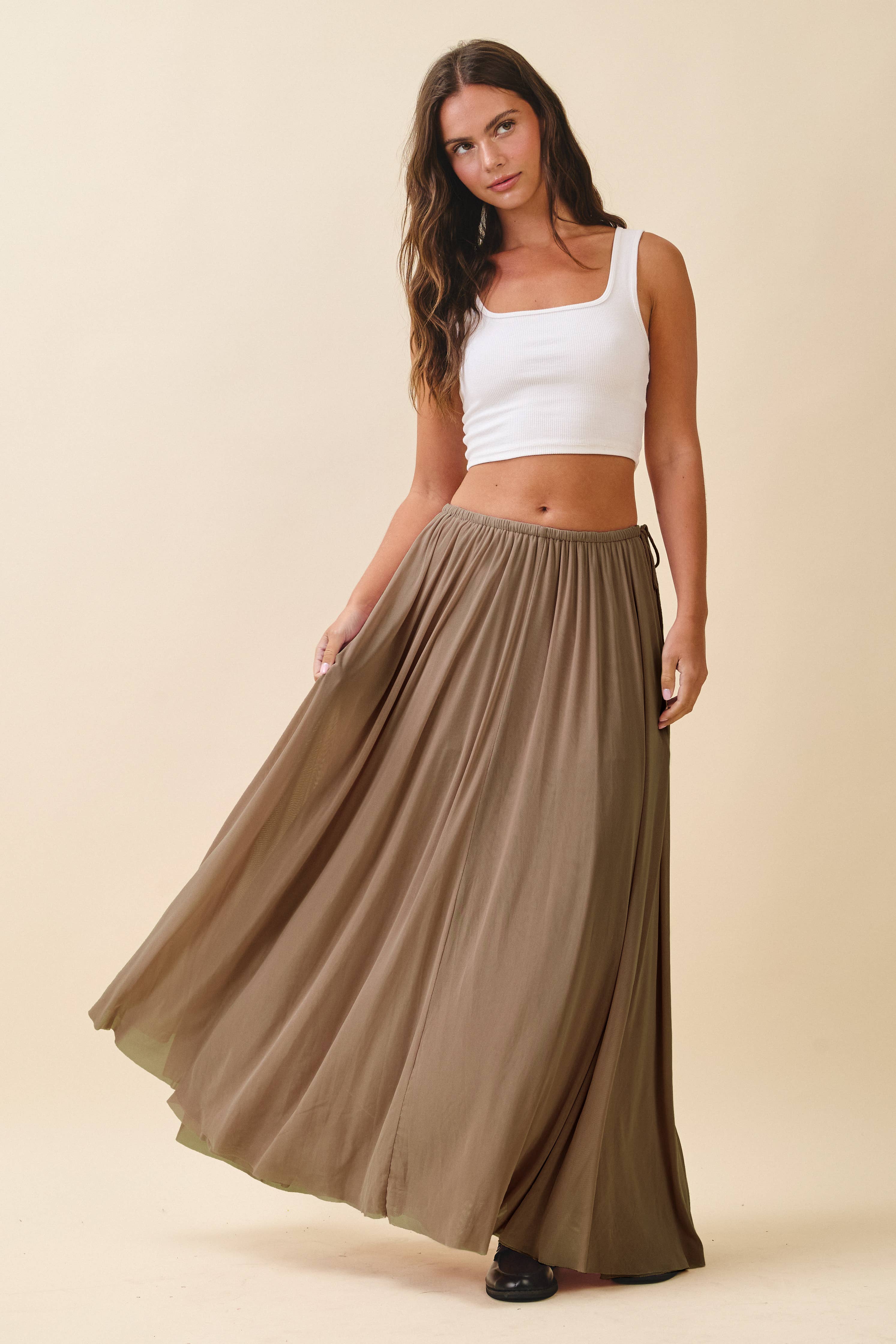 AEMI + CO - Wholesale Skirt - Women's - 7185GK Flowy Mesh Maxi Skirt9