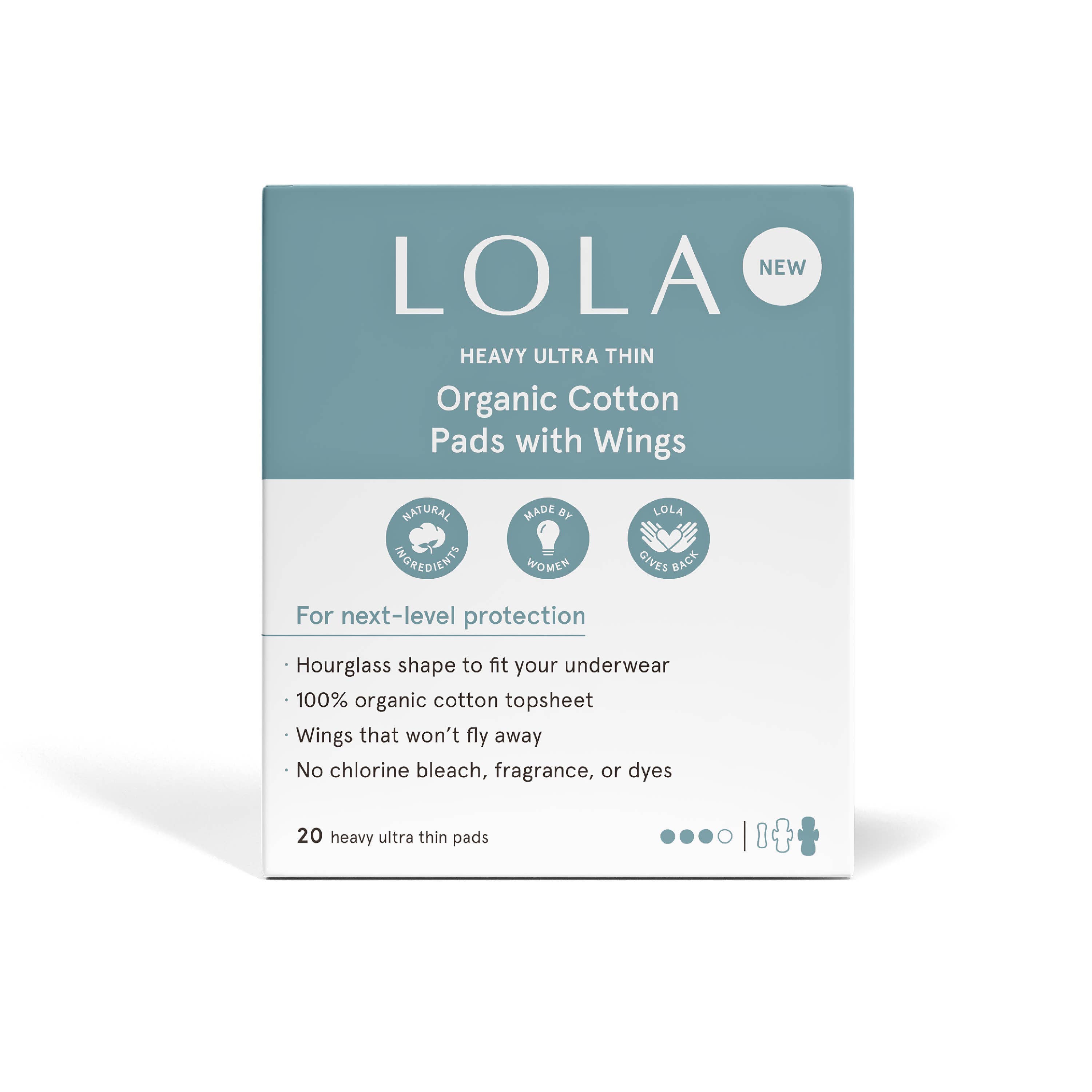 LOLA - Wholesale Menstrual Pad/Liner - 20ct Ultra Thin Pads w/ Wings, Heavy2
