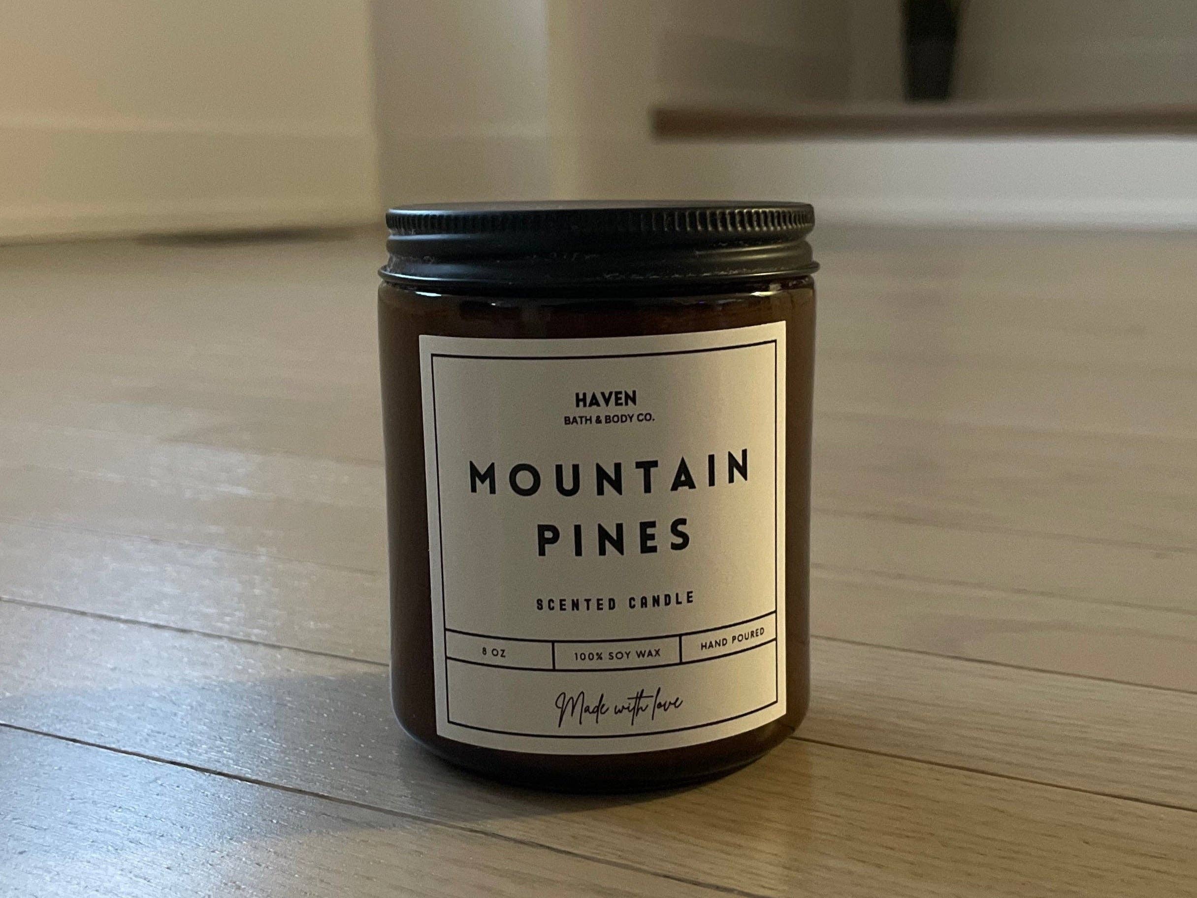 Haven Bath & Body Co. - Wholesale Jar/Filled Candle - Mountain Pines Scented Candle1