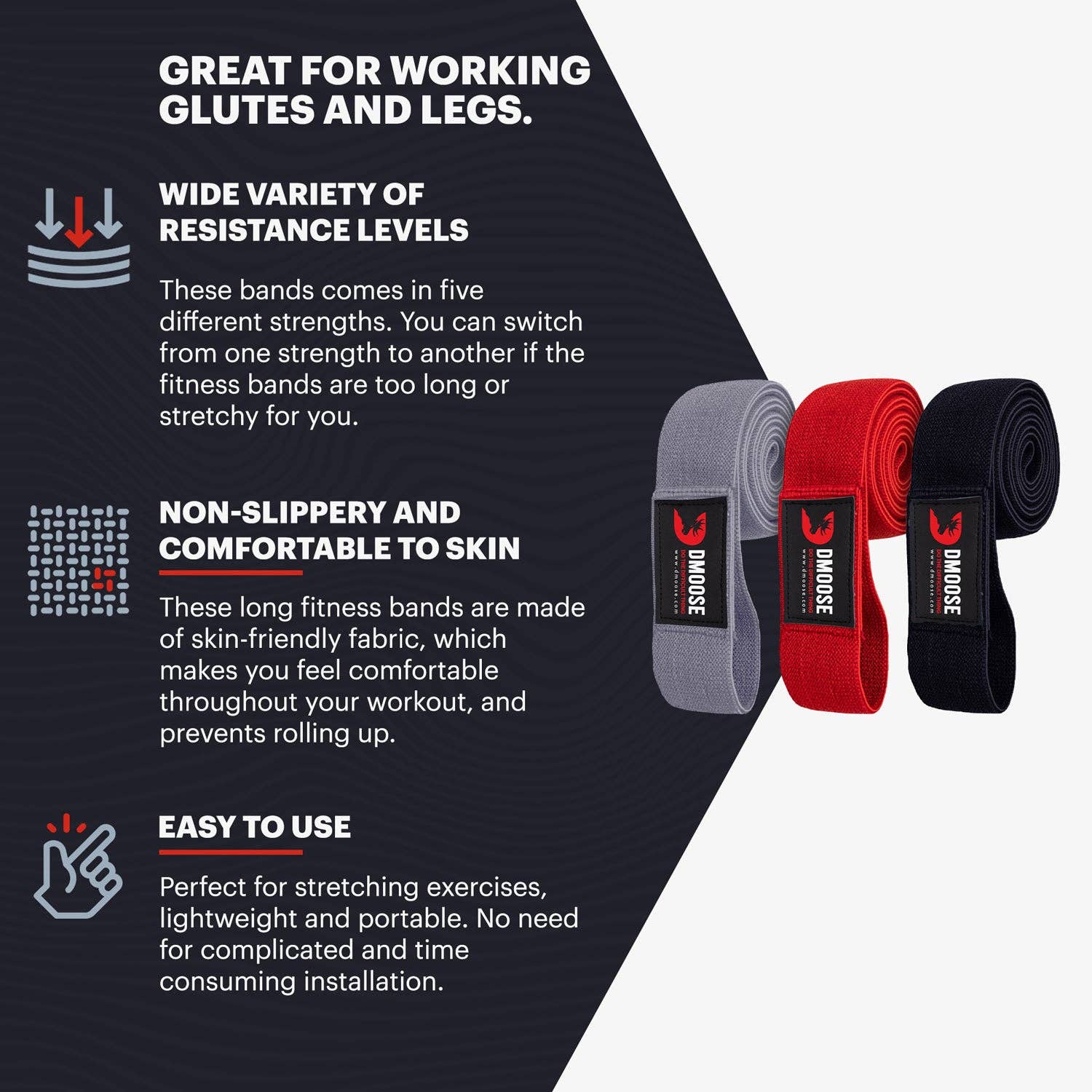 DMOOSE - Wholesale Fitness Equipment - Fabric Resistance Bands6