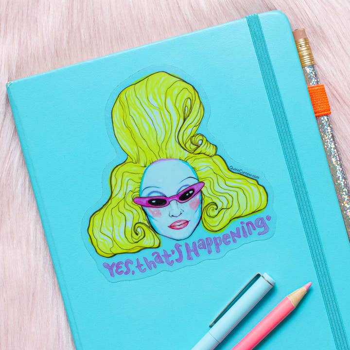 Quinn Curnow - Wholesale Sticker - DOORZICHTIGE gestanste sticker Alien Drag Queen Juno Birch
