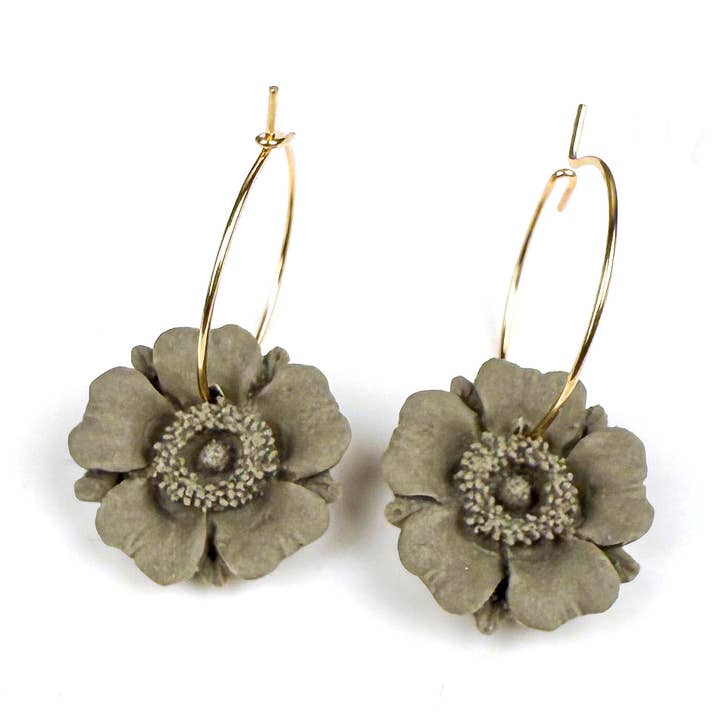 Poppy Hoop Polymer Clay Earring, Handmade Lightweight for wholesale by Eden + Willow Collective