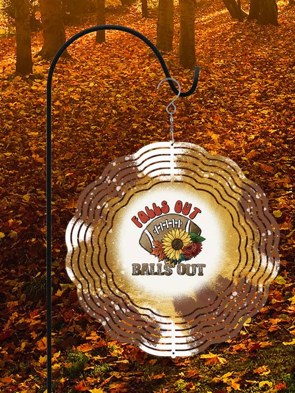 Fall Football Decor Falls Out Balls Out Sunflower Wind Spinner for wholesale by Cali Boutique Wholesale
