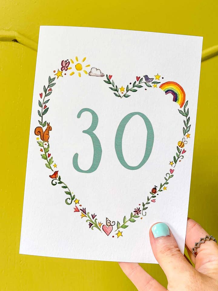 Illustreret milepæls fødselsdagskort for engroshandel hos Ruby and Rafe