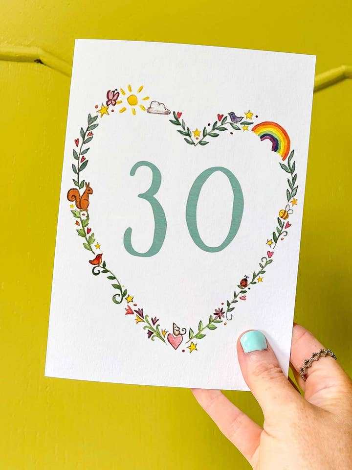 Illustreret milepæls fødselsdagskort for engroshandel hos Ruby and Rafe