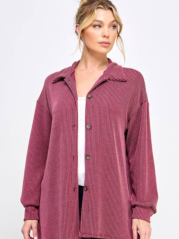 Zweifarbige, kurvige Strickjacke mit Kragen und Knopfleiste für den Großhandel von Melon Fashion