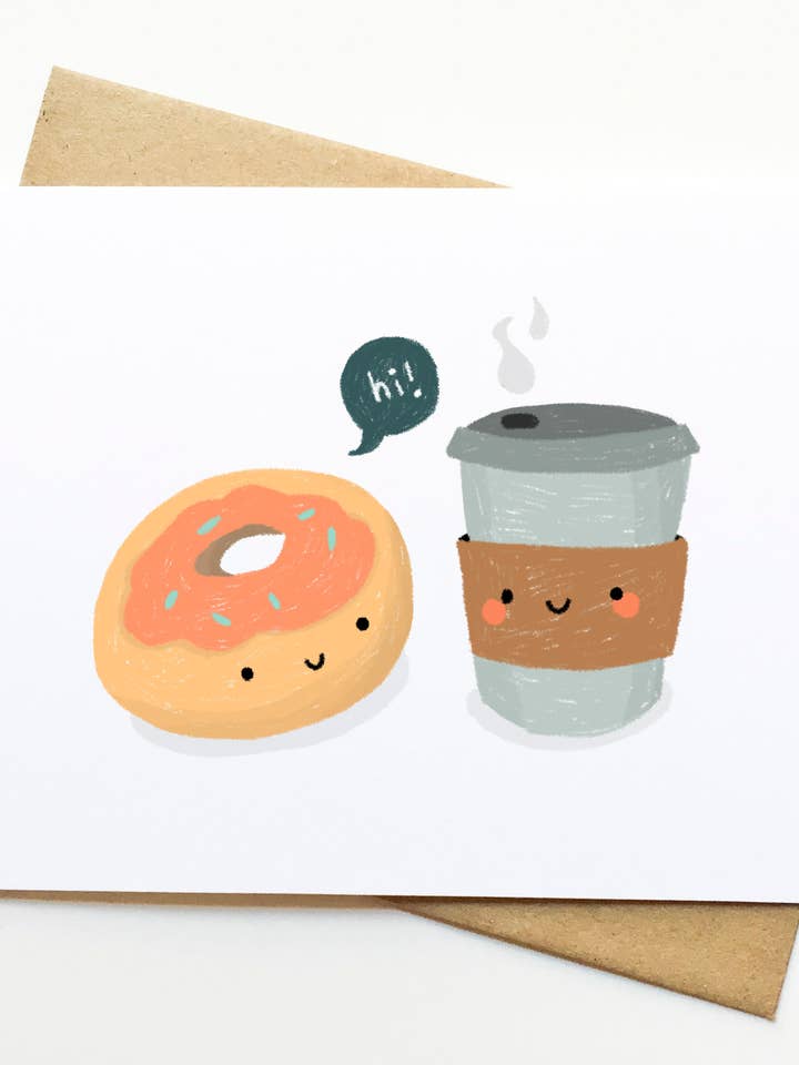 Kaffee + Donut-Freundschafts-Karte für den Großhandel von Le Trango Studios