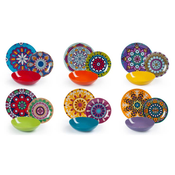 18-Piece Ethnic Mandala Dinnerware Set for wholesale by Bergamaschi & Vimercati S.p.a.