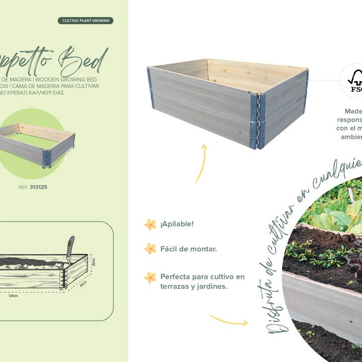 JARDIN Y NATURA OUTDOOR & GARDEN PRODUCTS SL - Wholesale Planter Box - GROWPPETTO BED Stackable Wooden Raised Garden Planter