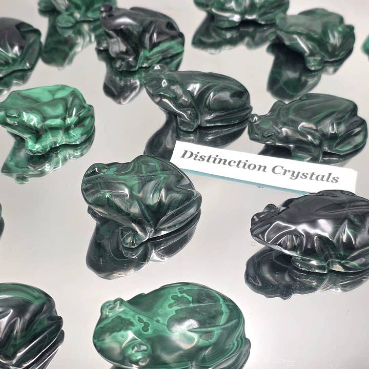 Malachite Crystal Frog Carving 50-99g for wholesale by Distinction Crystals