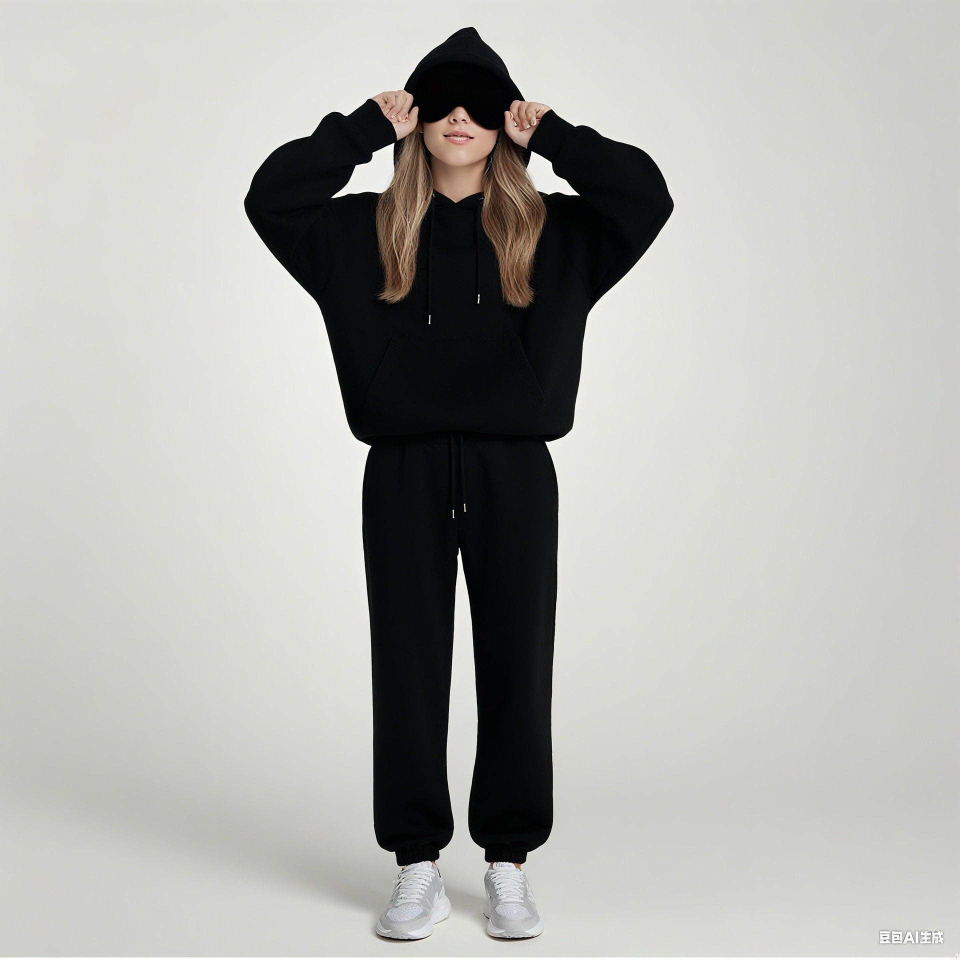 Sheer Trend - Vente Ensemble de vêtements d'intérieur – femme - Ensemble Décontracté à Capuche et Pantalon de Couleur Unie6