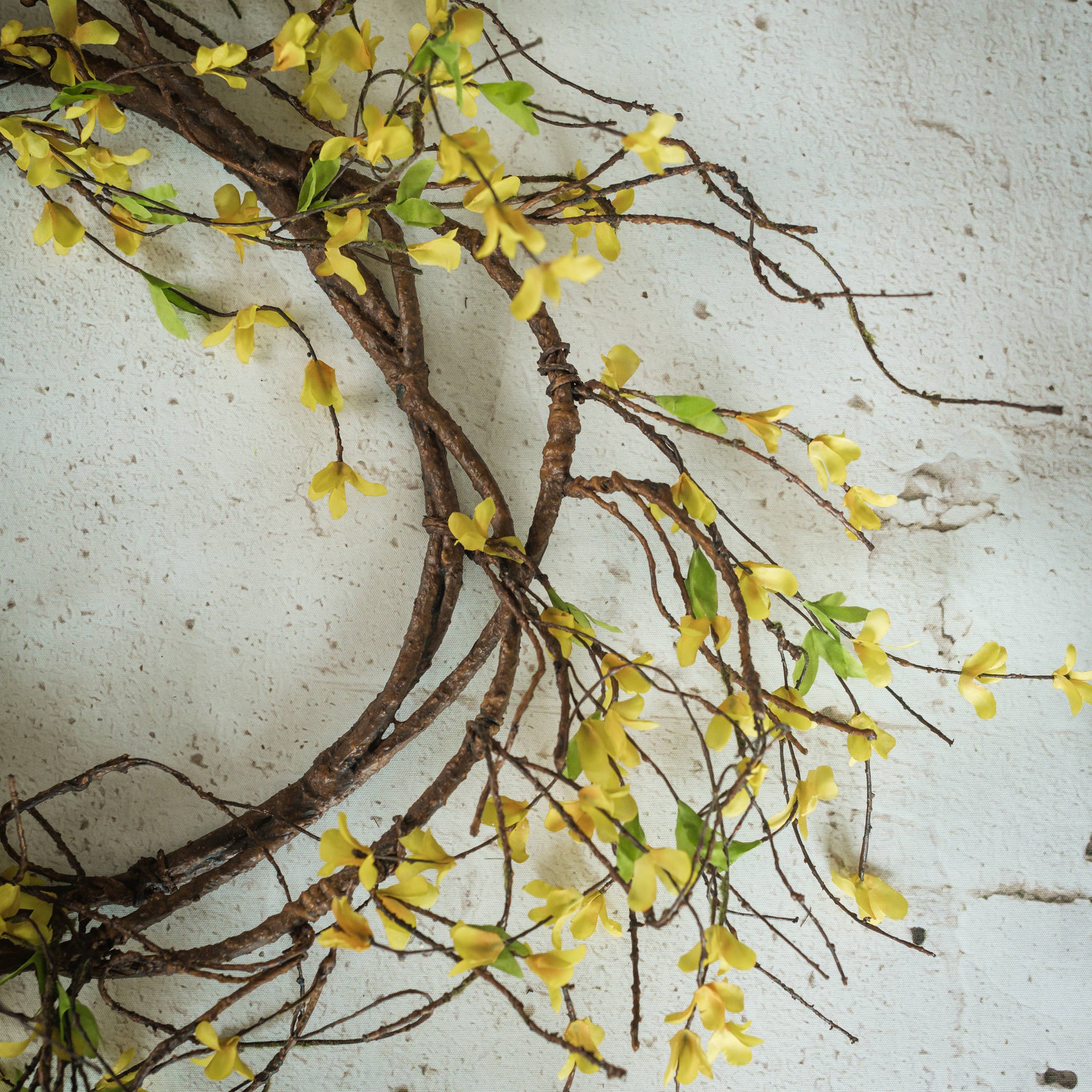 Ragon House - Wholesale Wreath - 24" YELLOW FORSYTHIA WREATH0