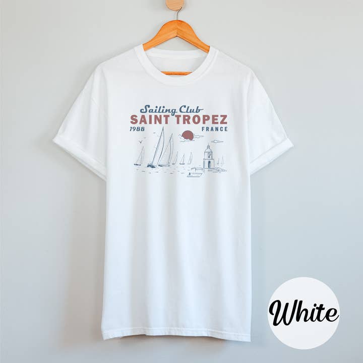 Hey Jude Graphic Tees – wholesale Screen printed t-shirt – Women′s – Saint Tropez Sailing T Shirt2