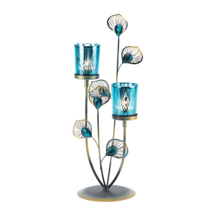 Zingz Home - Wholesale Candle Holder - Peacock Plume Candleholder