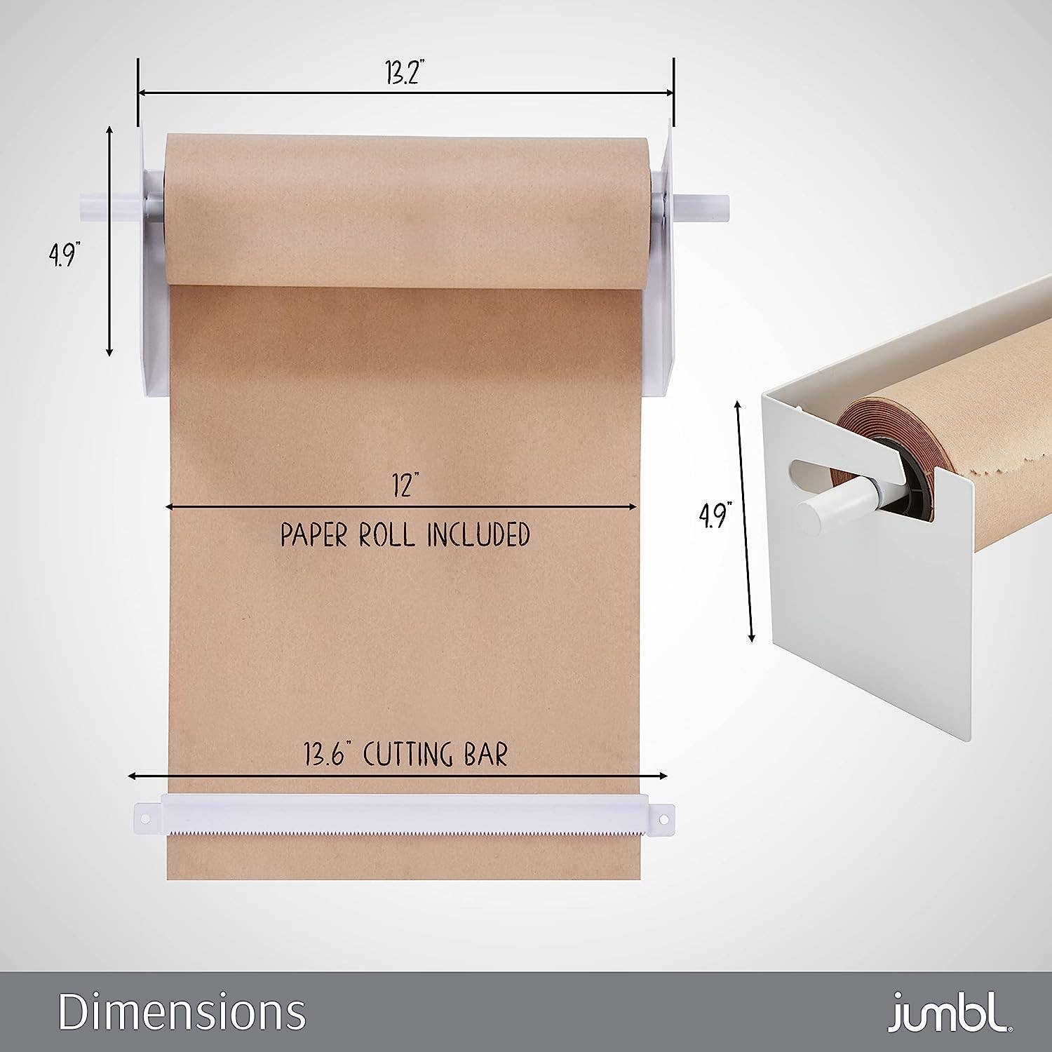 Jumbl – wholesale Paper towels – Wall Mounted Kraft Paper Dispenser with Cutter (White)2