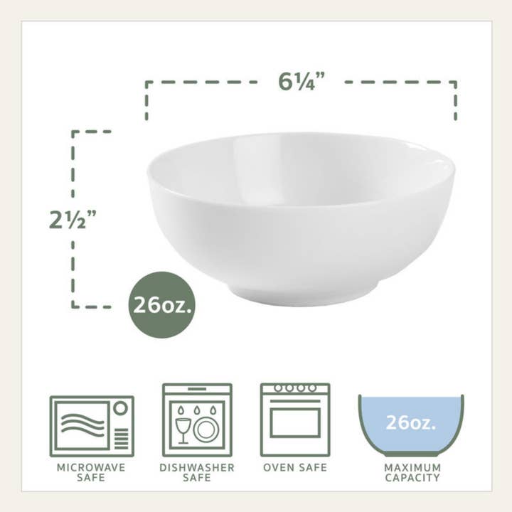 Everyday White Cereal Bowl S4 26 OZ. Brown Bx Pkg for wholesale on Faire
