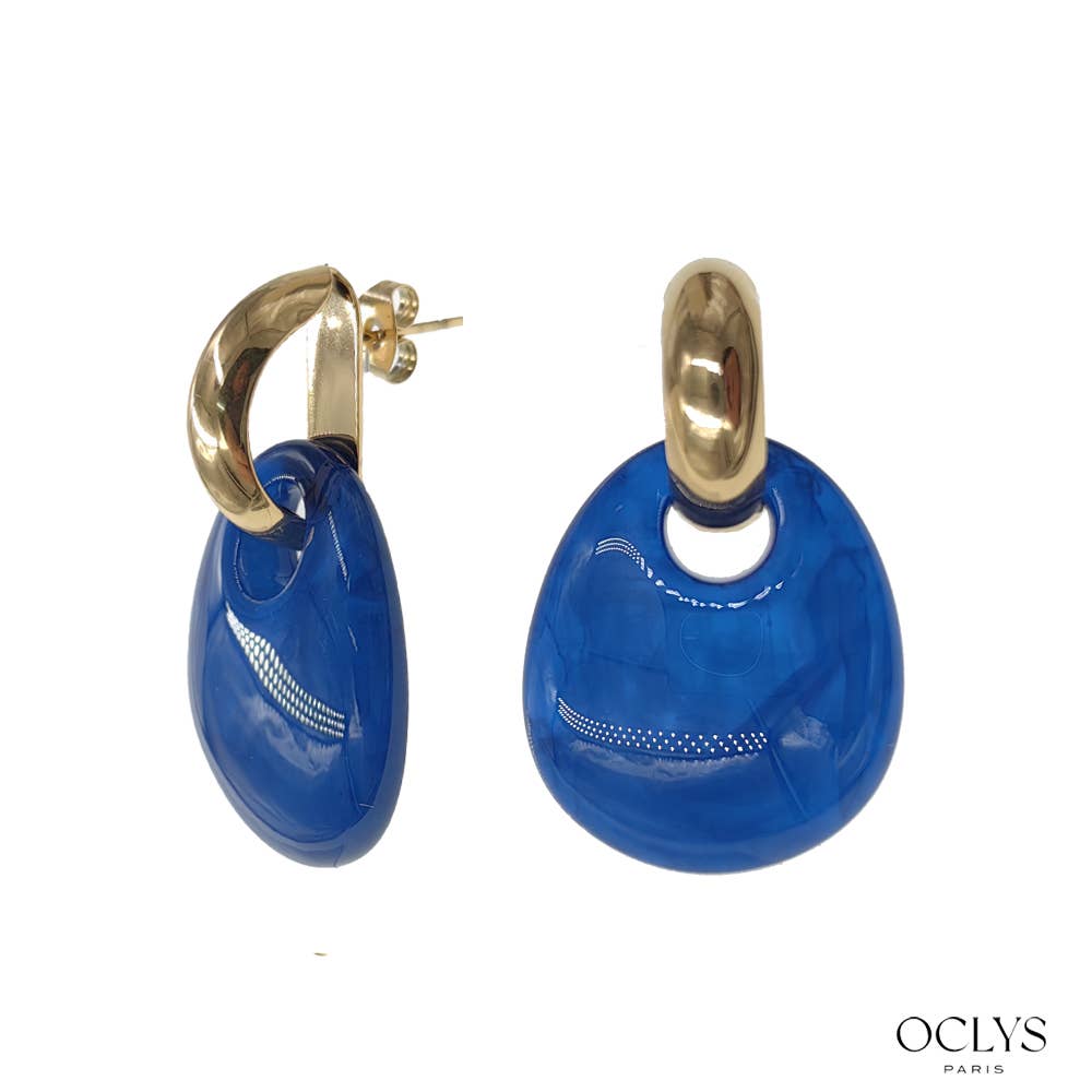 Oclys - Wholesale Hangende/ronde oorbellen - Oorbellen van hars en verguld roestvrij staal Paola4