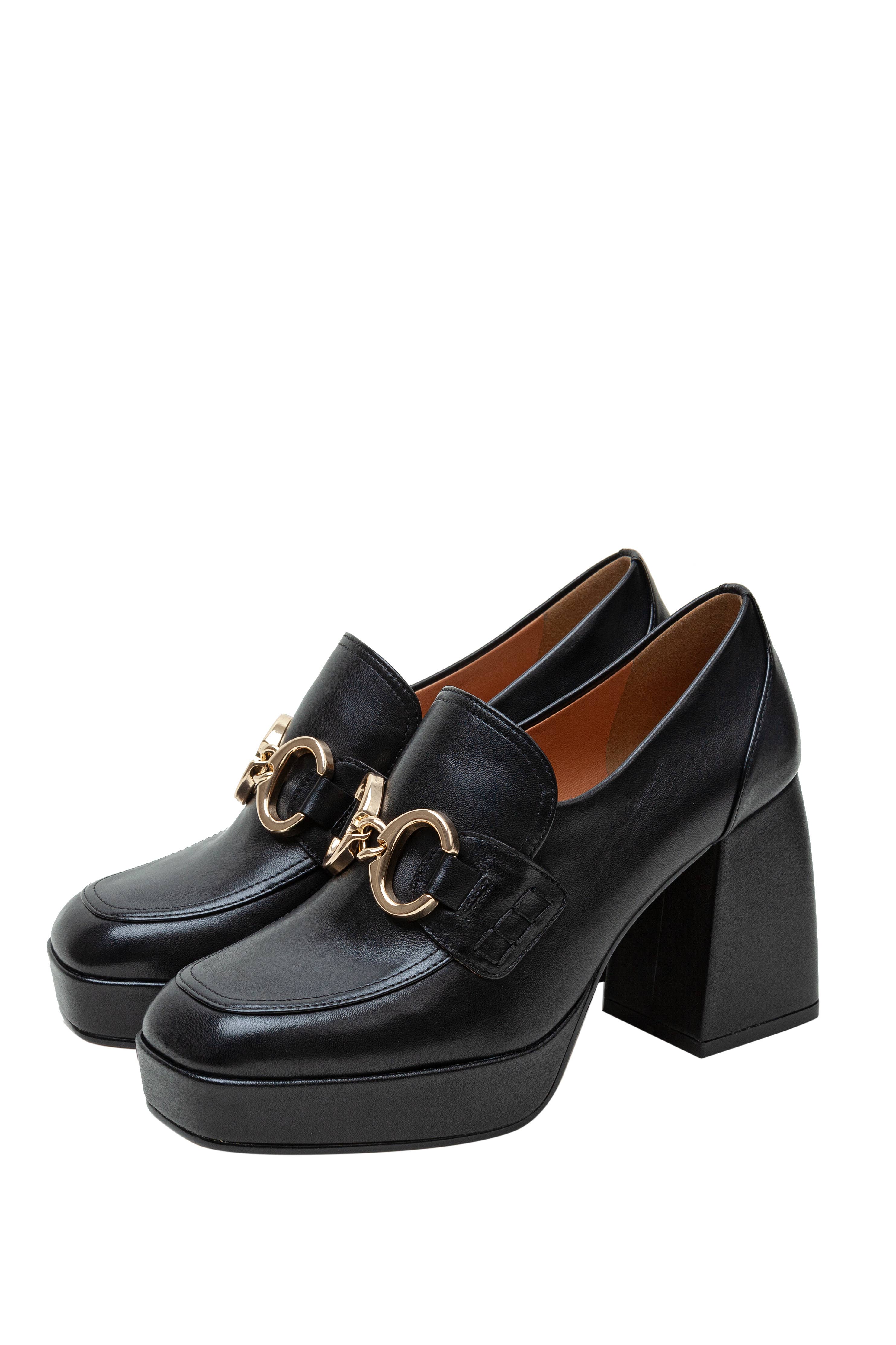 SCHWARZES LEDER NOW Plateau-Loafer mit Blockabsatz für Herren für den Großhandel auf Faire7