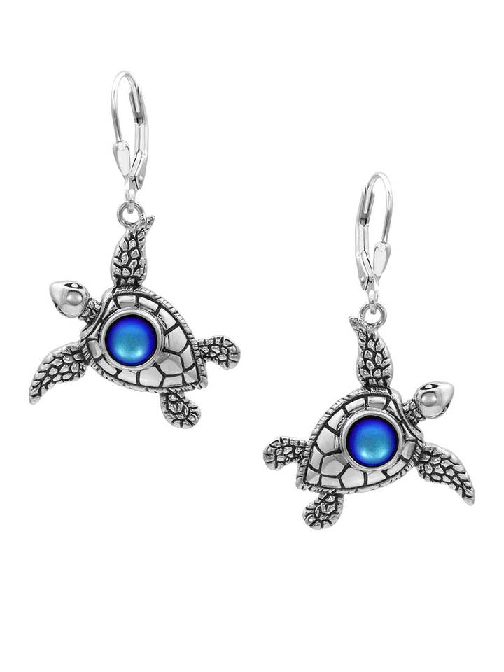 Sea Turtle Earrings Sterling Silver Crystal Jewelry Dangle for wholesale by LeightWorks