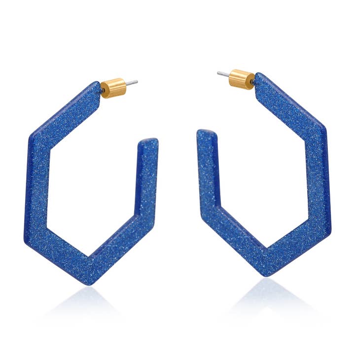 Big Metal London – wholesale Hoop earrings – Paulina Resin Hexagon Statement Hoop Earrings1