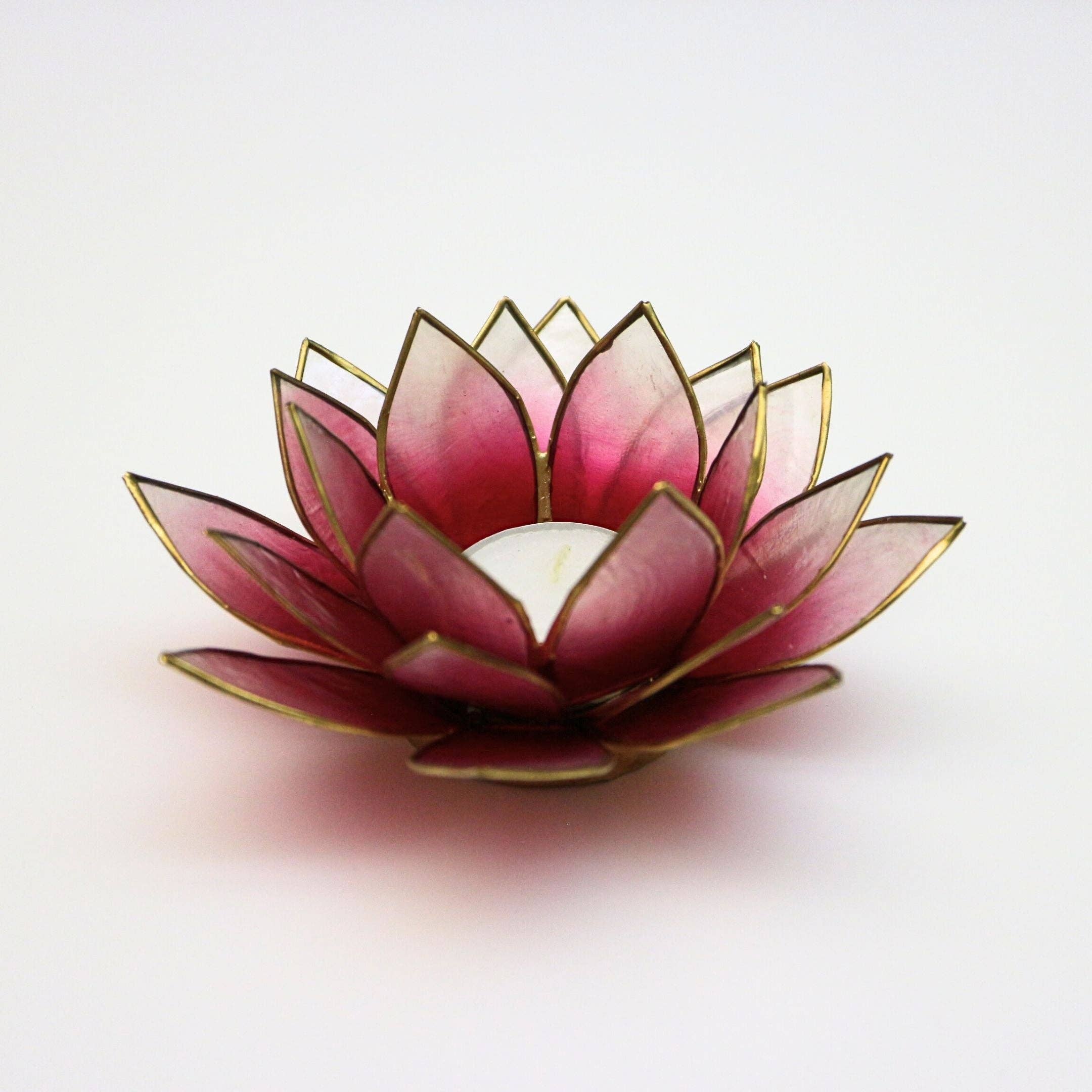 Rauha Crafts - Wholesale Candle Holder - Capiz Tealight Candle Holder | Lotus - Red/Natural0