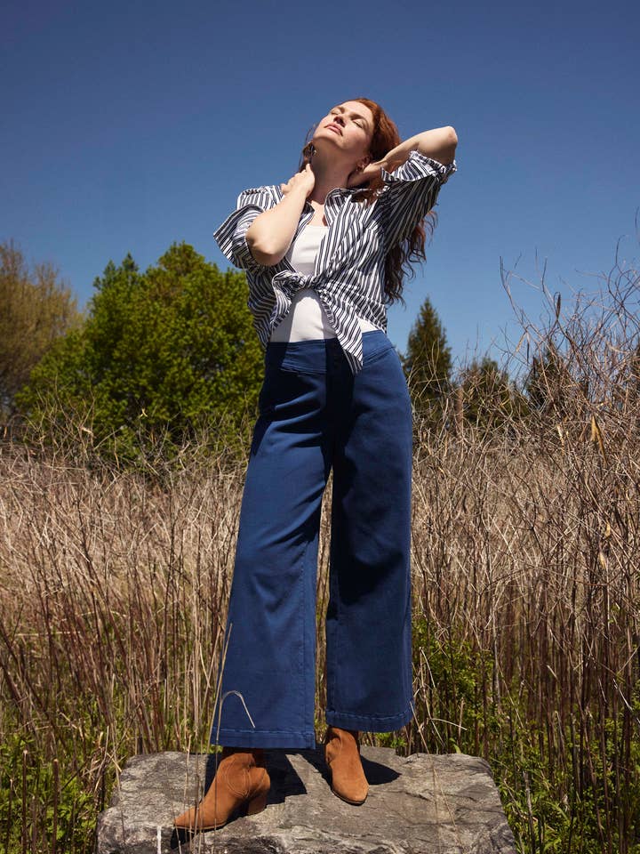 Charlie High Rise Sailor Jeans - French Blue for wholesale by Universal Standard