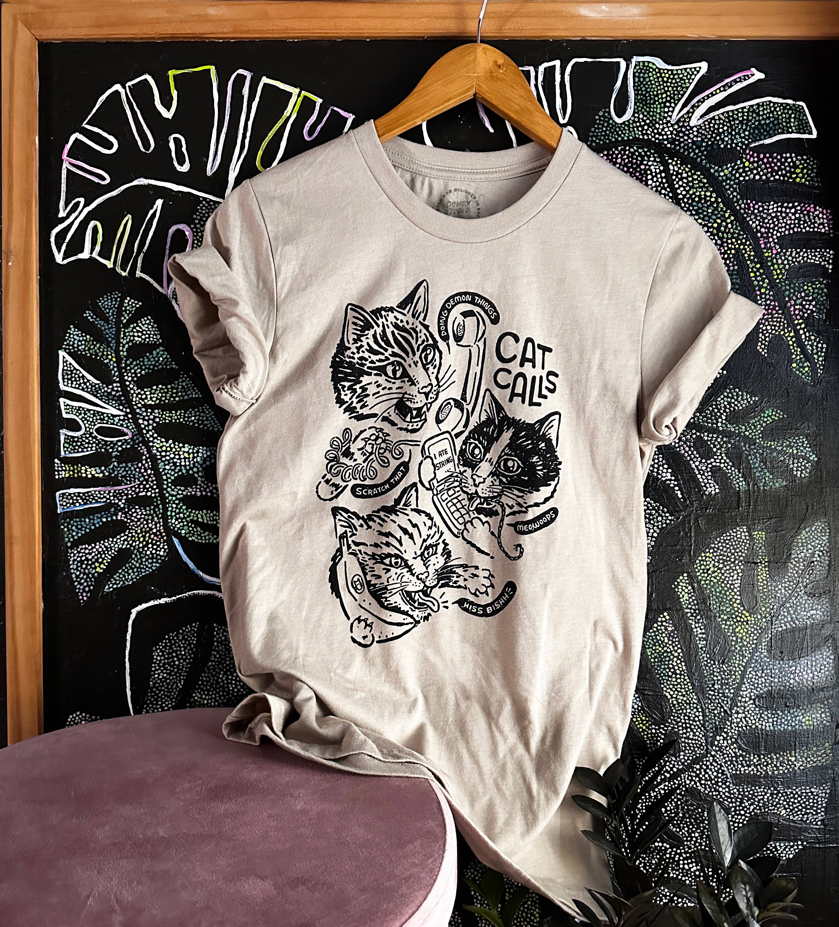 Dowdy Studio - Wholesale Screen Printed T-Shirt - Unisex - Cat Calls - Unisex tee  1