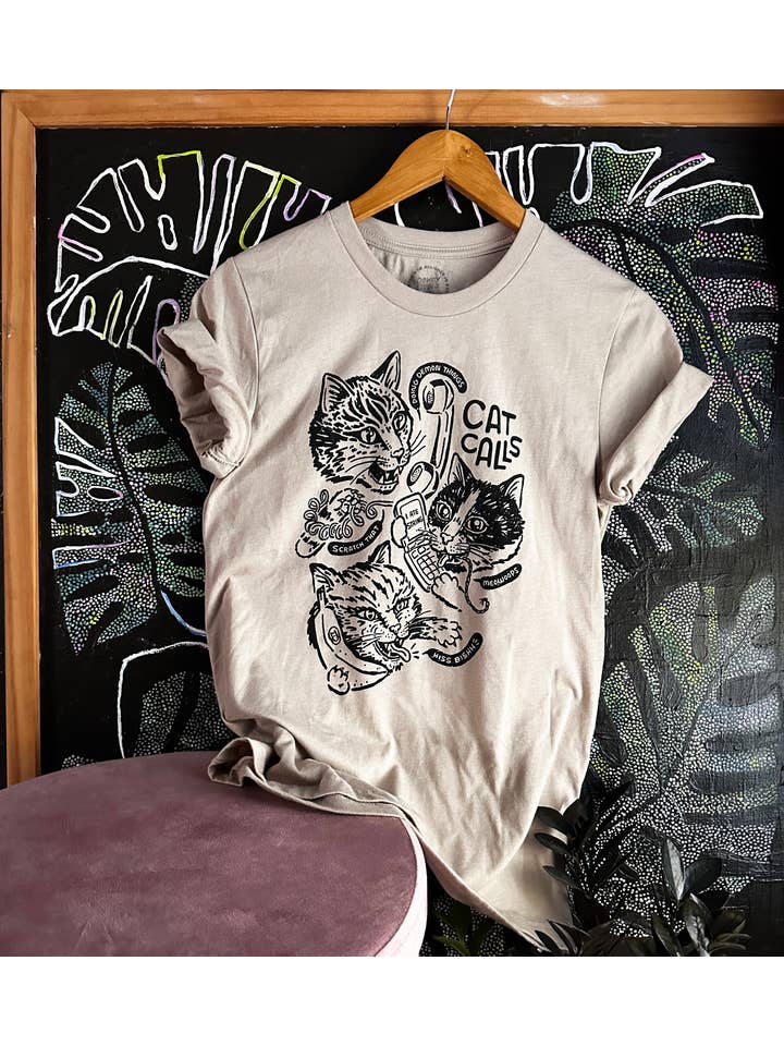 Dowdy Studio - Wholesale Screen Printed T-Shirt - Unisex - Cat Calls - Unisex tee 1