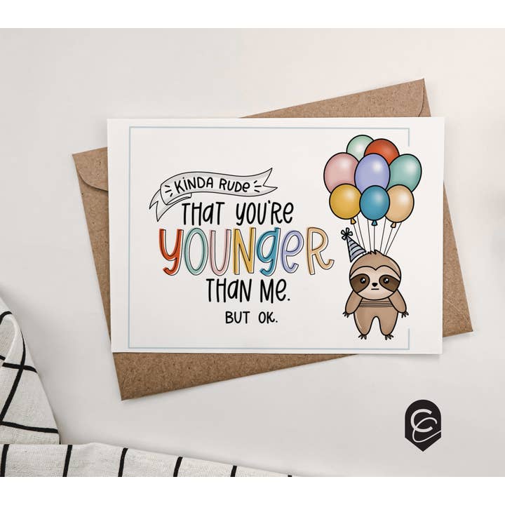 Carte d'anniversaire paresseux pour la vente par Curiously Cursive