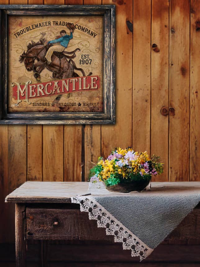 TroubleMaker Mercantile - Œuvre encadrée carrée pour la vente par TroubleMaker Trading Company