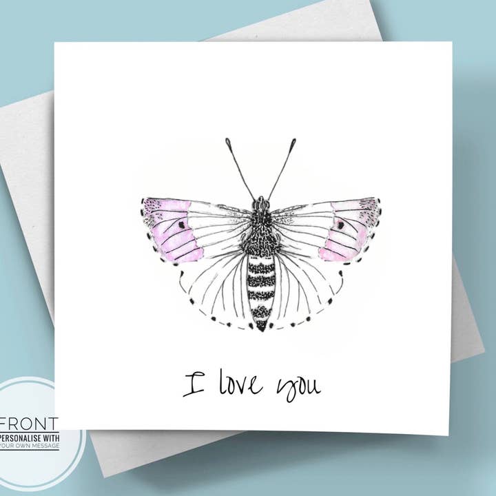 Jolie carte d'amour en forme de papillon pour la vente par RainbowRaindrops