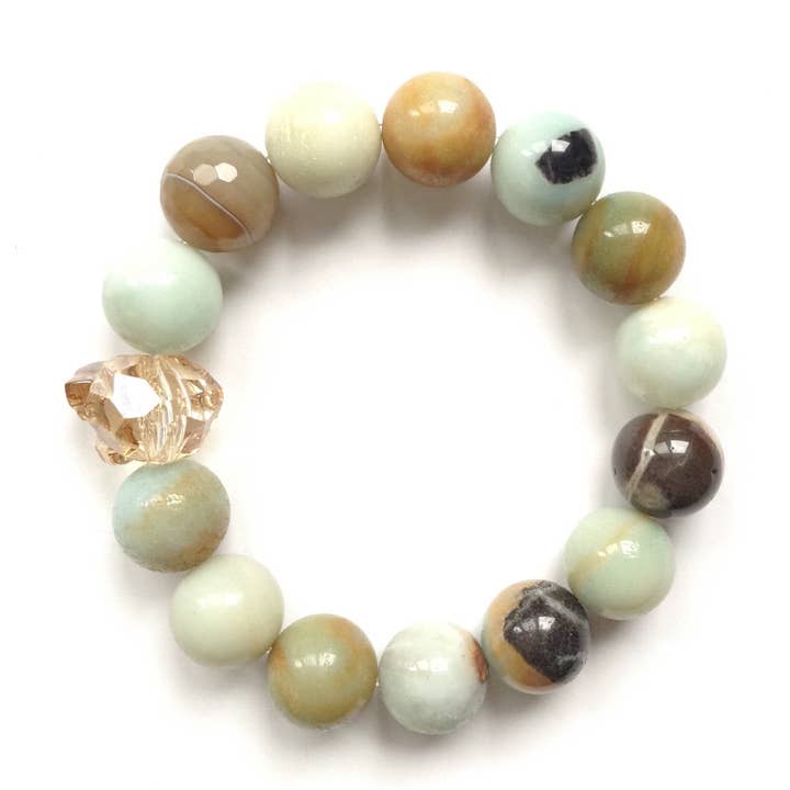 Swarovski-Kristall Panther mit Amazonit-Stretch-Armband für den Großhandel von Solid Design Studios