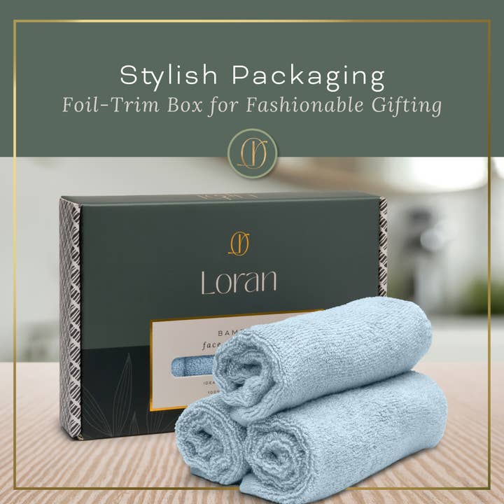 Loran - Wholesale Wash Cloth - Luxury Bamboo Facial Washcloths, Set of 6, Sky
