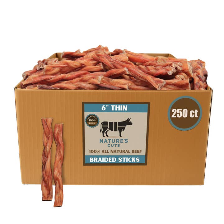 6" Thin Braided Bulk Bully Sticks ($1.40/Stick) for wholesale by Mighty Chewz