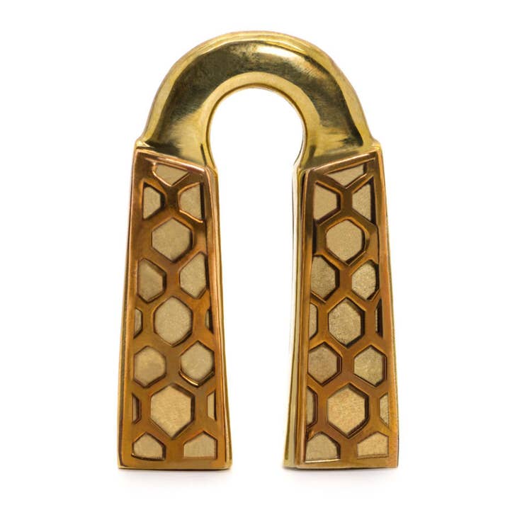 Custom Plugs – wholesale Cuff/wrap earrings – Honeycomb - Copper & Brass Ear Weights (Pair)1