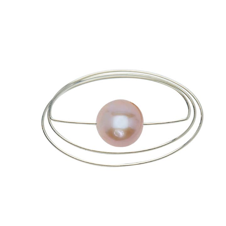 Circle Wrap Ring with Round Fresh Water Pearl (9mm) for wholesale by Melissa McArthur - Jewellery Made in London