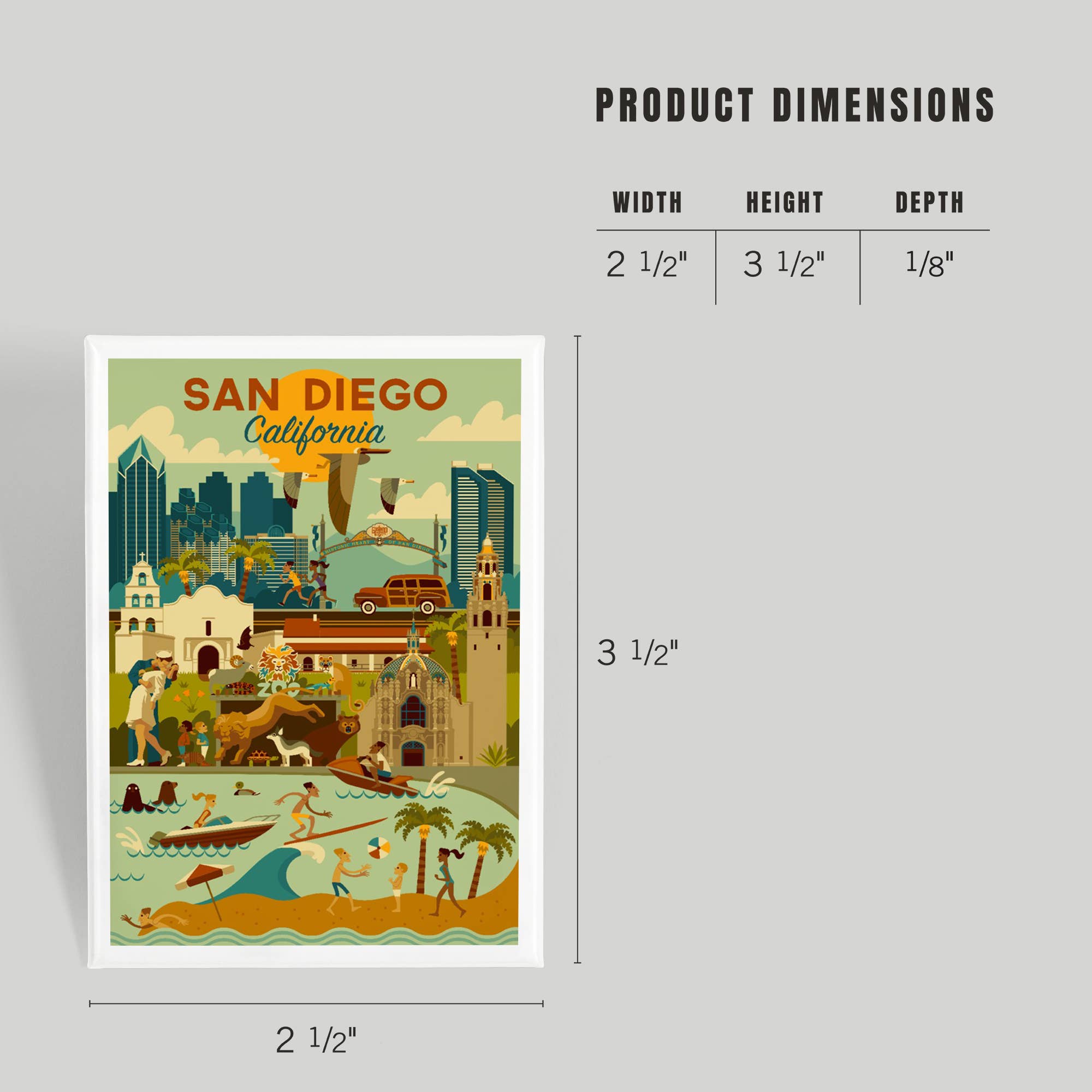 Lantern Press - Wholesale Magnet - MAGNET San Diego, California, Geometric3