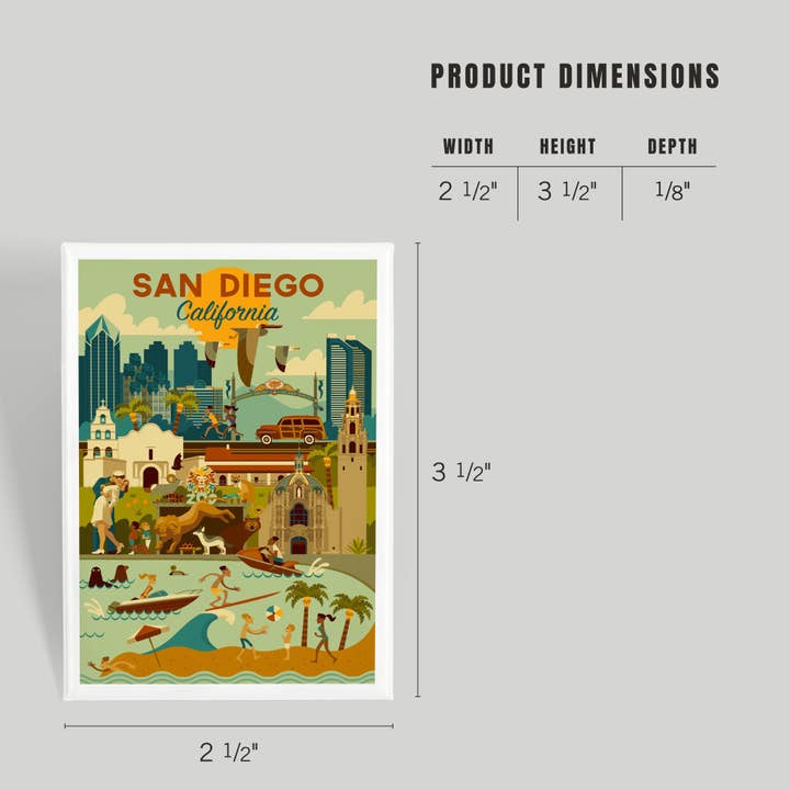 Lantern Press - Wholesale Magnet - MAGNET San Diego, California, Geometric3