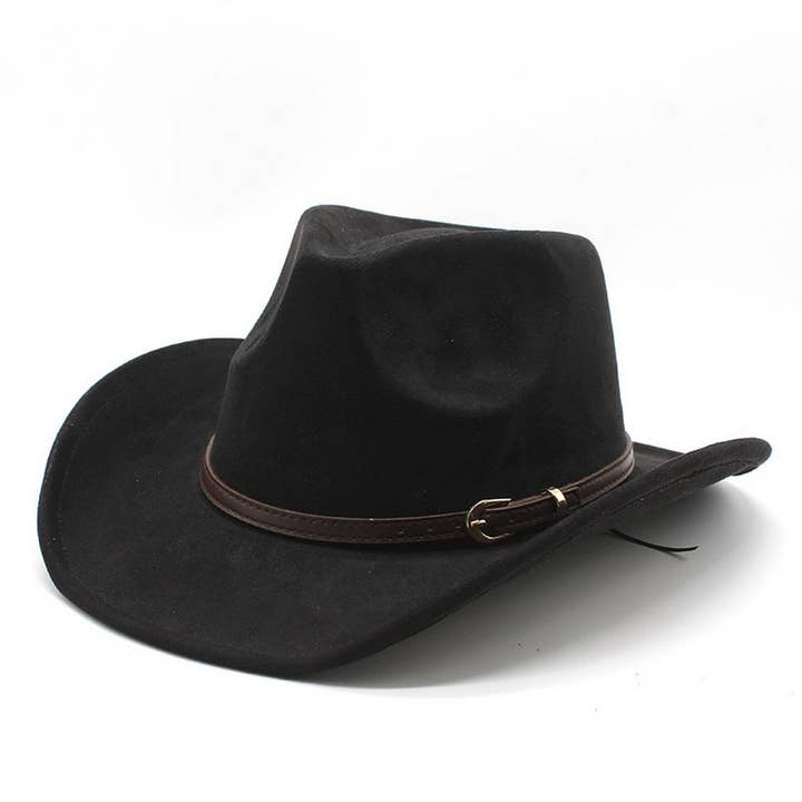 ACCITY - Wholesale Cowboy Hat - Unisex - SUEDE HAT WITH LEATHER BELT WESTERN COWBOY HAT_CWAH2513