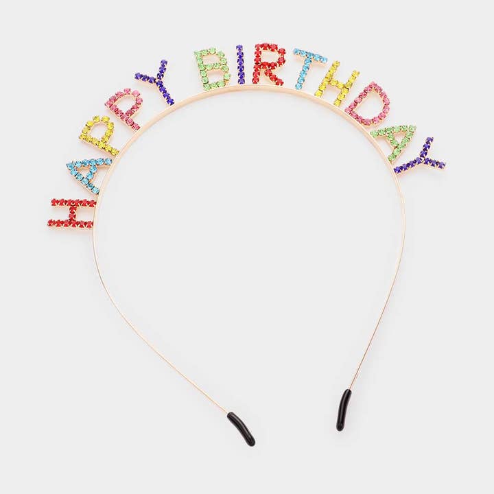 Happy Birthday Crystal Rhinestone Headband for wholesale by Sensibling Corp.