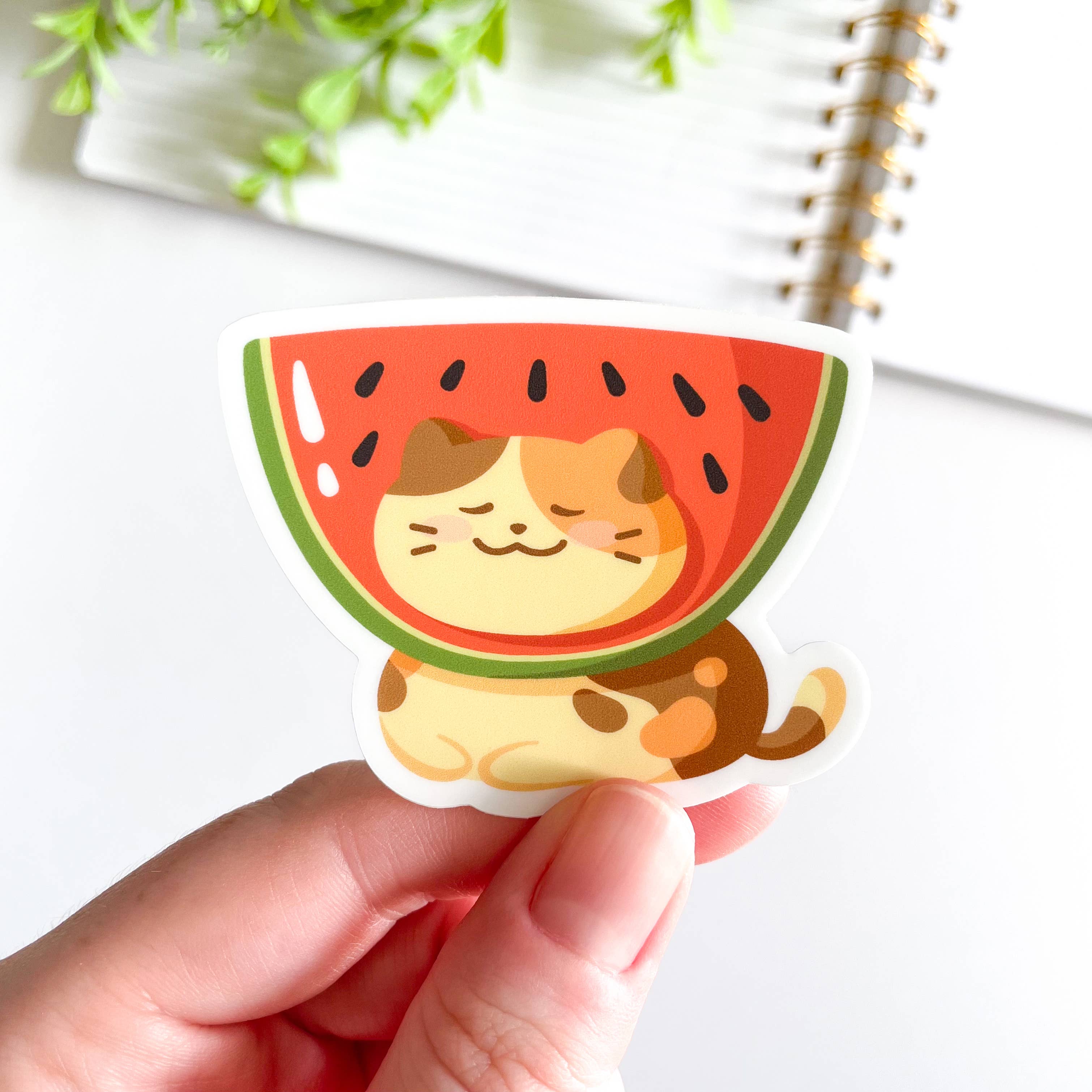 Studious Owl Press - Wholesale Sticker - Cute Fruit Hat Cat Waterproof Matte Vinyl Sticker5