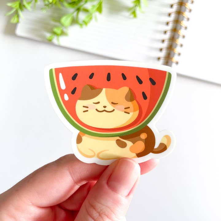 Studious Owl Press - Wholesale Sticker - Cute Fruit Hat Cat Waterproof Matte Vinyl Sticker5